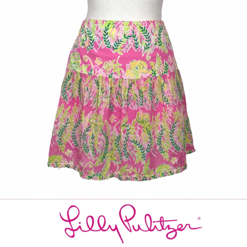 Lilly Pulitzer Cotton Mini Skirt Pink Grn Yellw 2